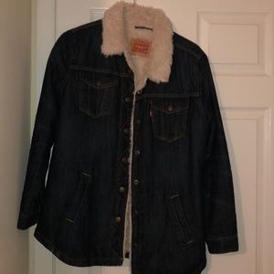 Vintage Denim jacket with white fur lining
